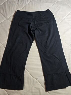 Kyodan Crop Leggings Black Flare Leg Opening Side Split M